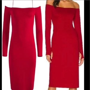 NWT Alice + Olivia Ruby Red Off The Shoulder Dress Size 8